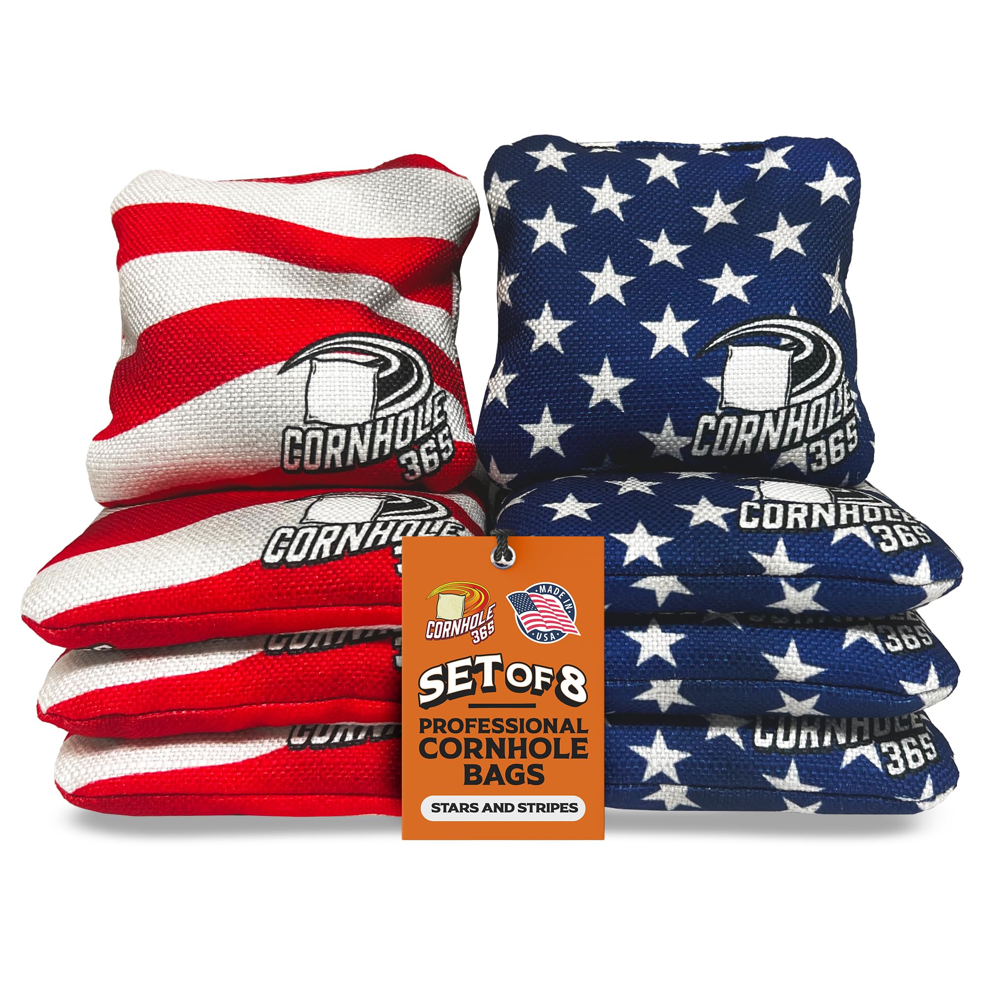 Cornhole365 Themed Cornhole Bags - All-Weather, Heavy-Duty Fabric, Resin Filling, Double-Stitched Duck Cloth - Professional Corn Hole Bean Bags for