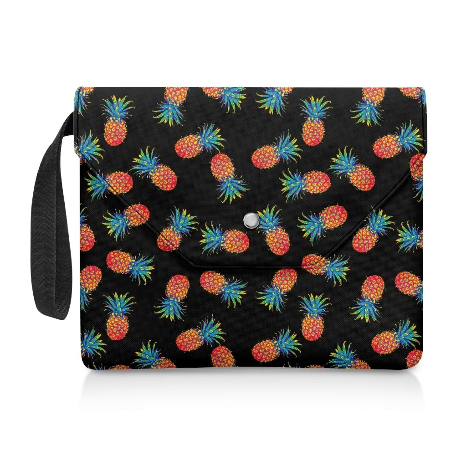 NETILGEN Book Sleeve Book Storage Bag Book Sox for Paperback Washable Reusable Textbook Jackets Book Covers with Strap Gift for Book Lovers Girls Kids, Pineapple Black