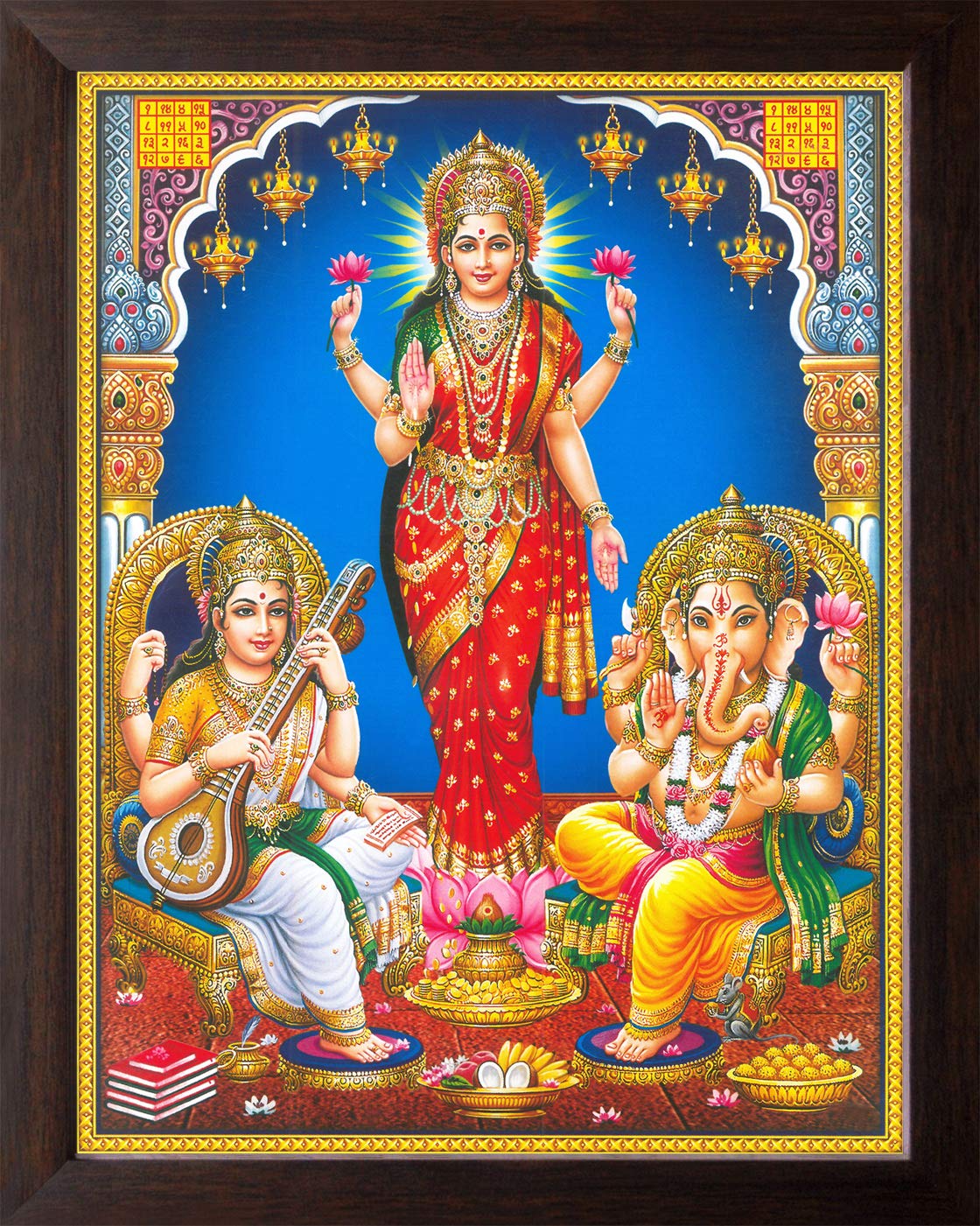 Design Vettoriale Della Dea Lakshmi E Di Lord Ganesha Per Il Festival Preghiera Del Diwali Felice Dell India Stile Arte Indiana 257277219