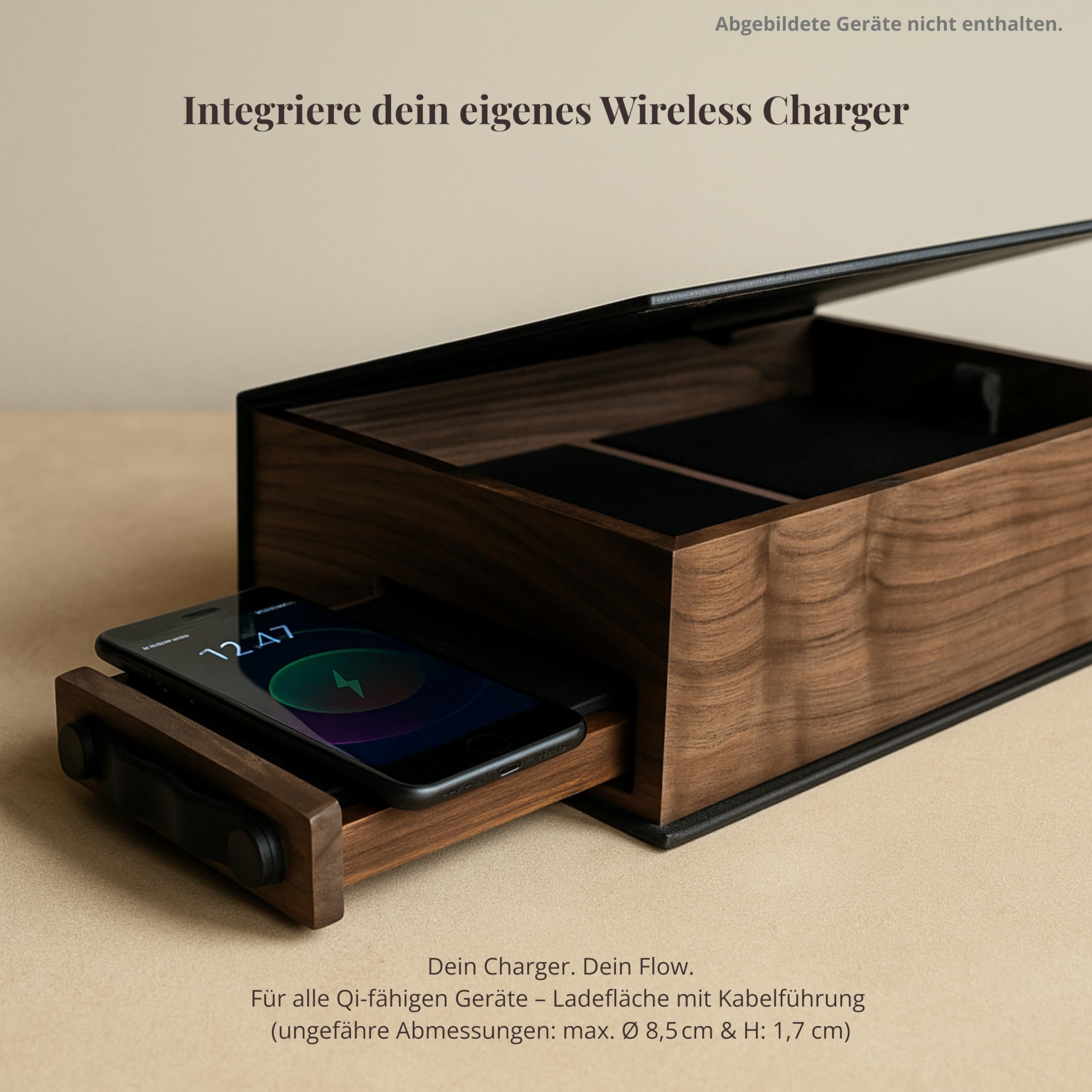 Schreibtisch Organizer Holz im Buch-Design mit Geheimfach, Walnut Wizard Desk Setup Zubehör mit Kabelführung & Handyhalterung, inkl. Massivholz Watch-Halter, Geschenk für Männer zum Vatertag
