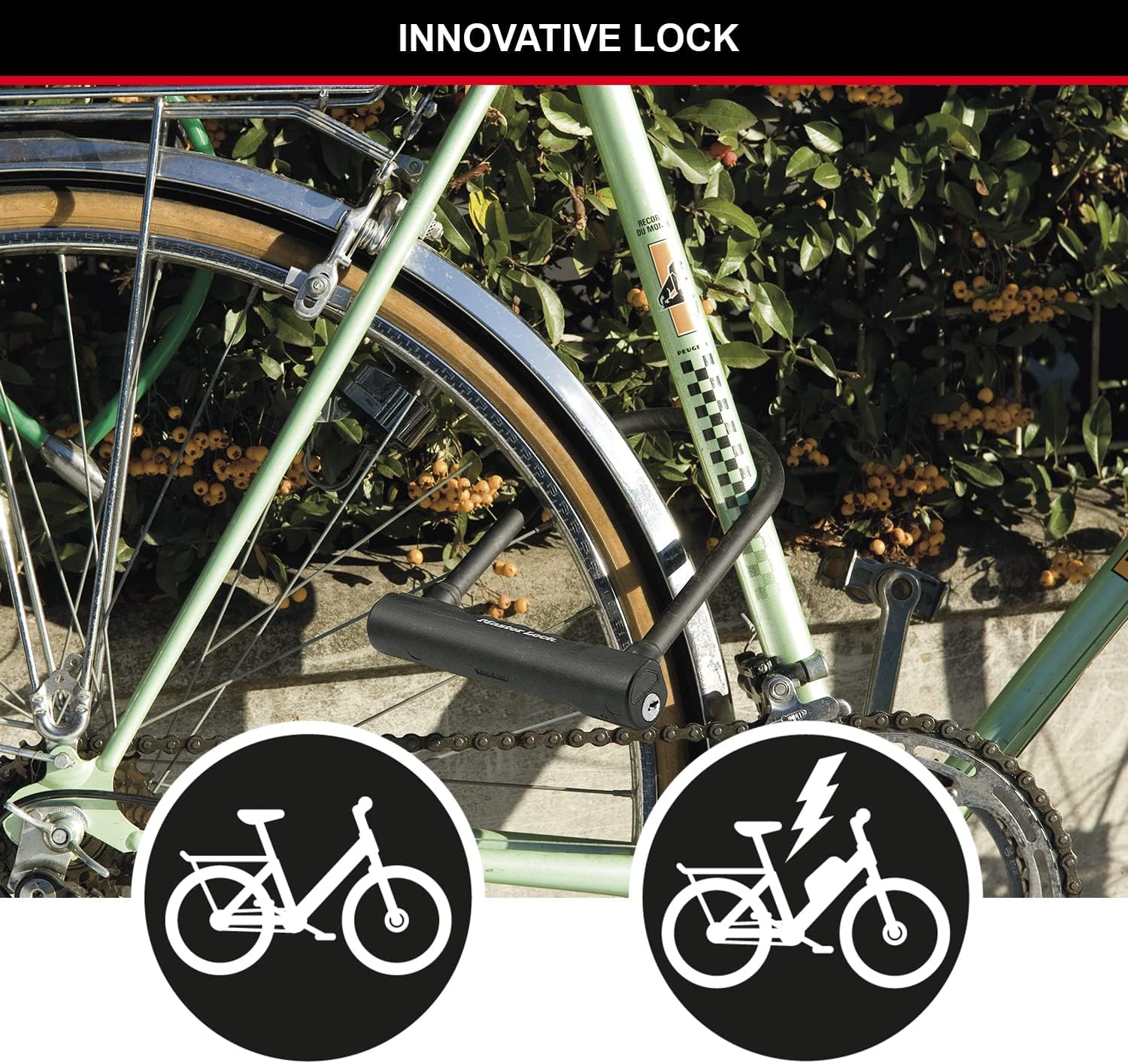 MASTER LOCK Bike D Lock, 2 Keys, Universal Mounting Bracket, Lightweight Double Locking Shackle, 240 x 160 x 32 mm