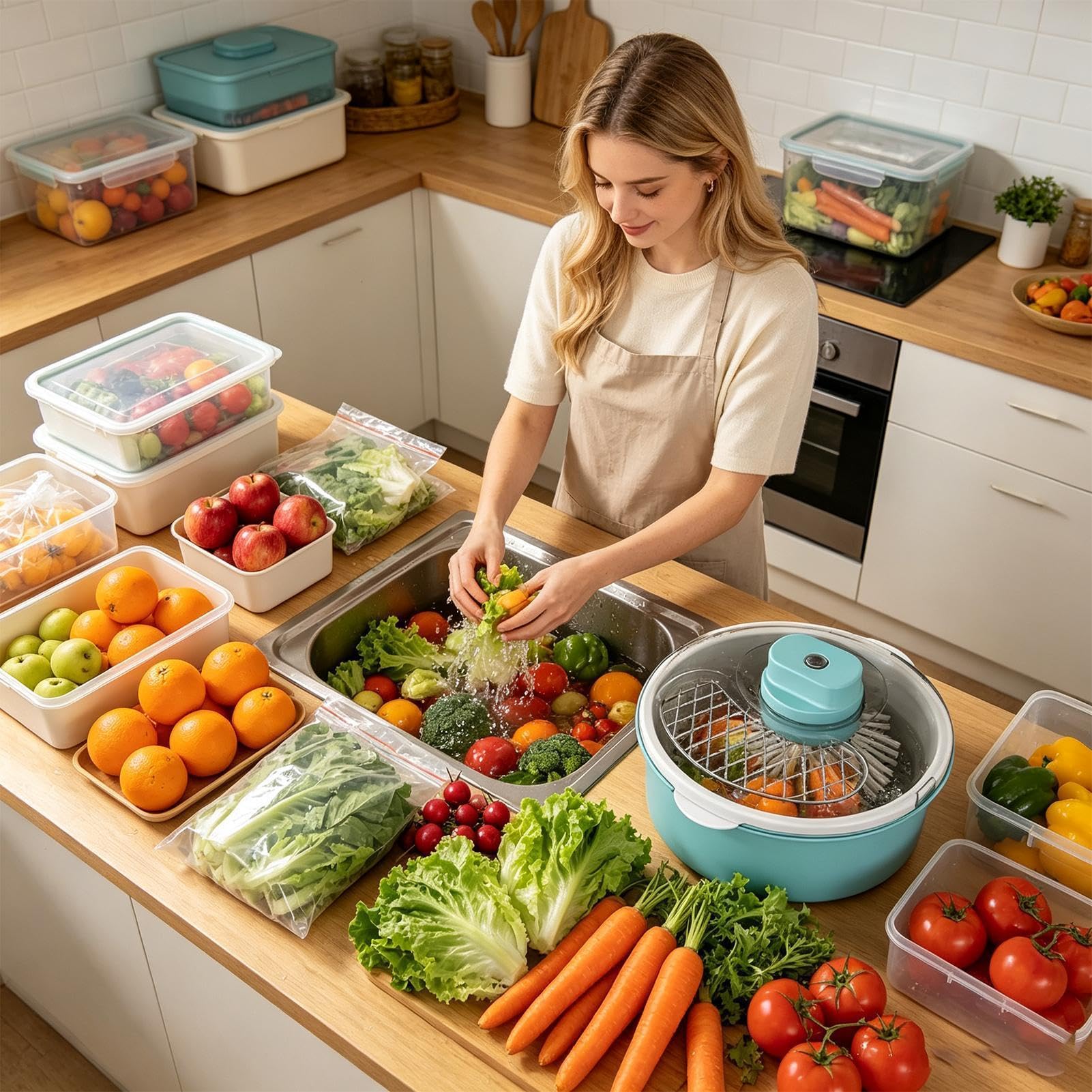 De Verduras Bol Lavado Automático Portátil Para Bayas, Vegetales | Frutas Y Verduras para Hogar y Cocina Fresas Ensalada Preparación Comidas Picnic