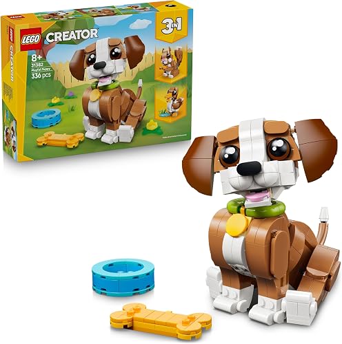 LEGO Creator 3in1 Cute Animals: Playful Puppy Dog Toy - Pet Animal Figure Transforms into a Squirrel or Duck - Creative Birthday Gift for 8+ Year Old Girls & Boys - 31382