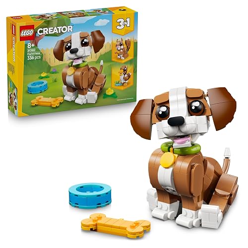 LEGO Creator 3in1 Cute Animals: Playful Puppy Dog Toy - Pet Animal Figure Transforms into a Squirrel or Duck - Creative Birthday Gift for 8+ Year Old Girls & Boys - 31382 - Cute Animals: Playful Puppy Dog 31382