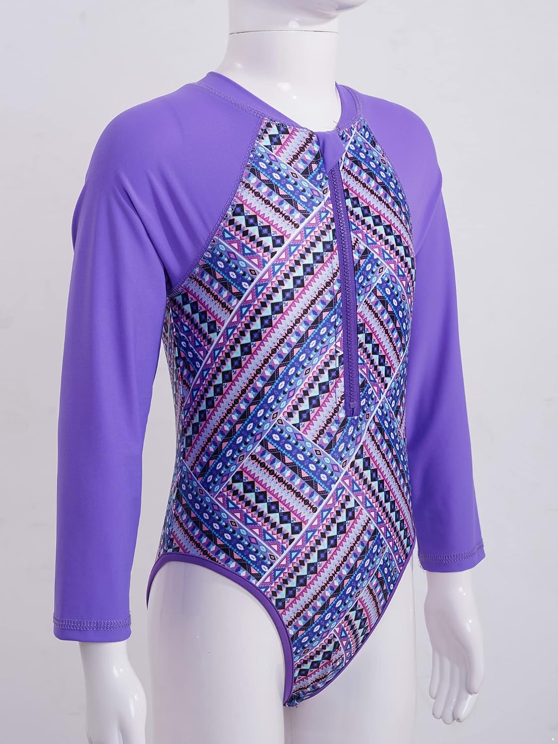 TiaoBug Kid Baby Girls One Piece Swimsuits UPF 50+ Beach Swimwear Zipper Front Long Sleeve Rash Guard Shirt