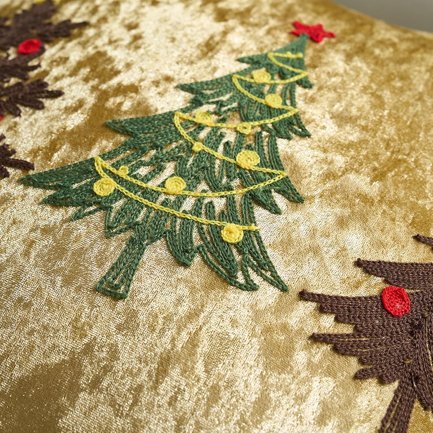 HOSTECCO Winter Pillow Covers 18x18 inch Set of 2 Red Christmas Pillow Cases Embroidered Christmas Decorative Pillows for Home Décor