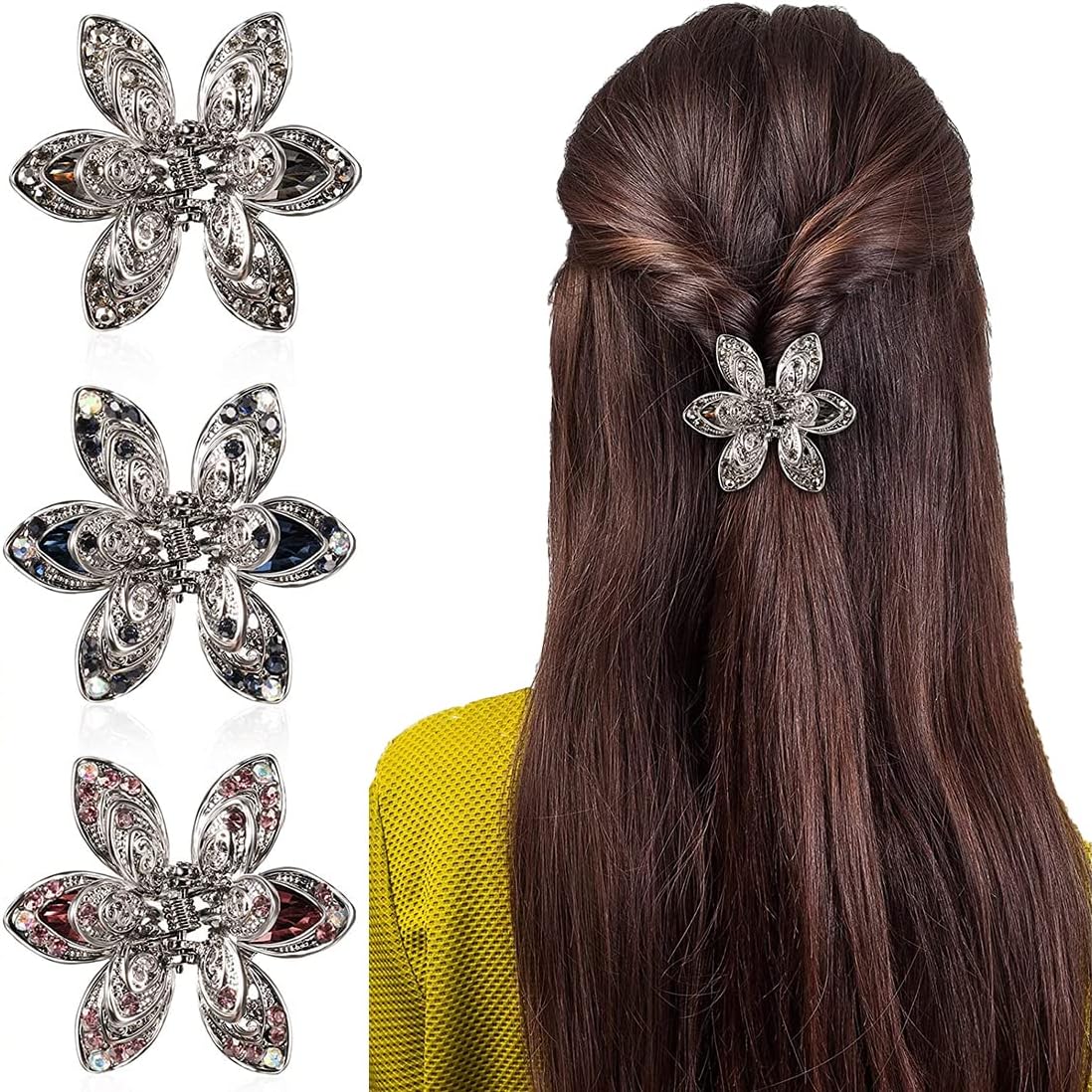 Fermagli Capelli A Farfalla - Confezione Da 6, In Pizzo Ricamato, Per Donne E Ragazze - Foto 5