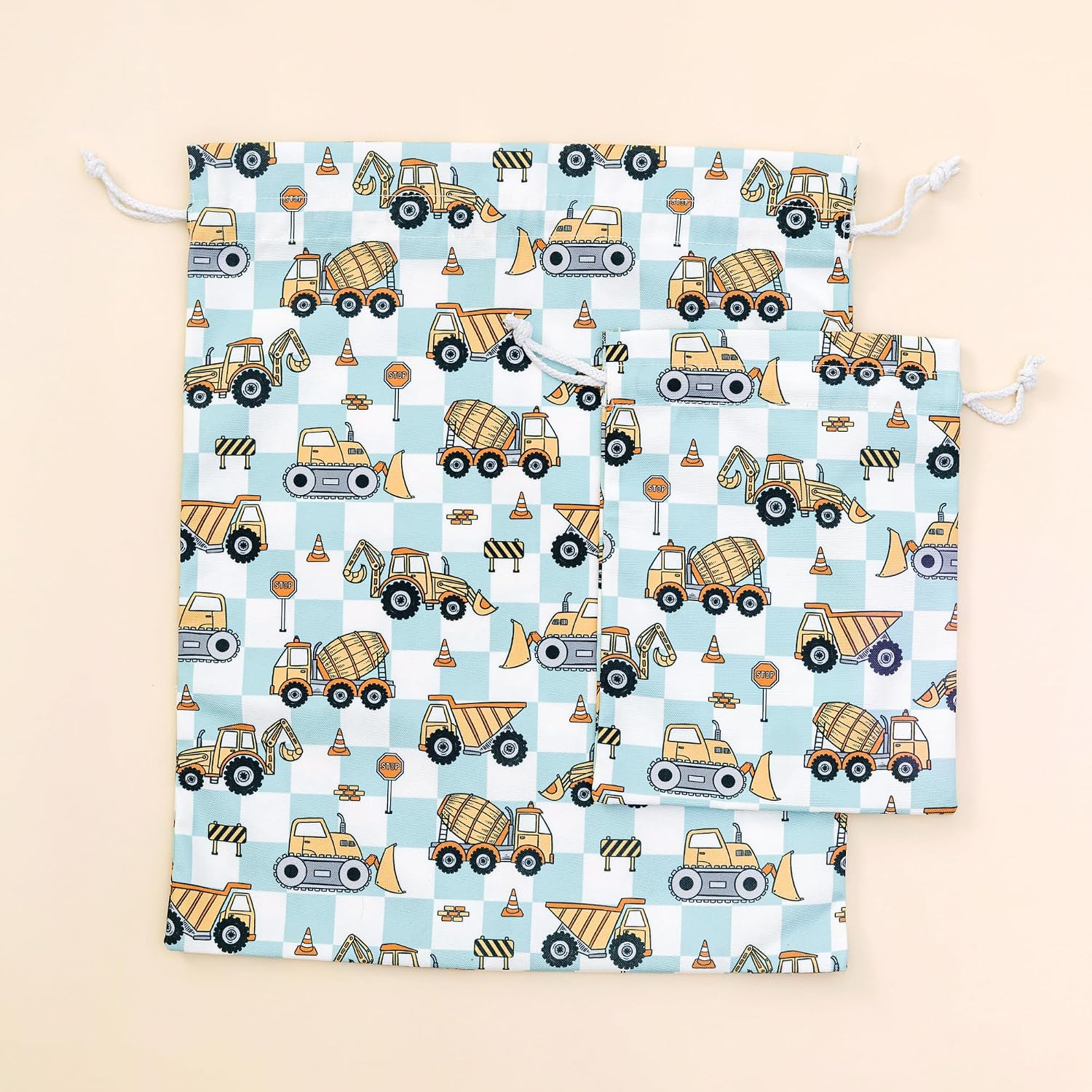 Gather & Knot Drawstring Gift Bags | 20" Large 12" Small | Premium Canvas | Reusable Fabric Wrap for Boys Birthdays, Baby Shower | Construction image 3