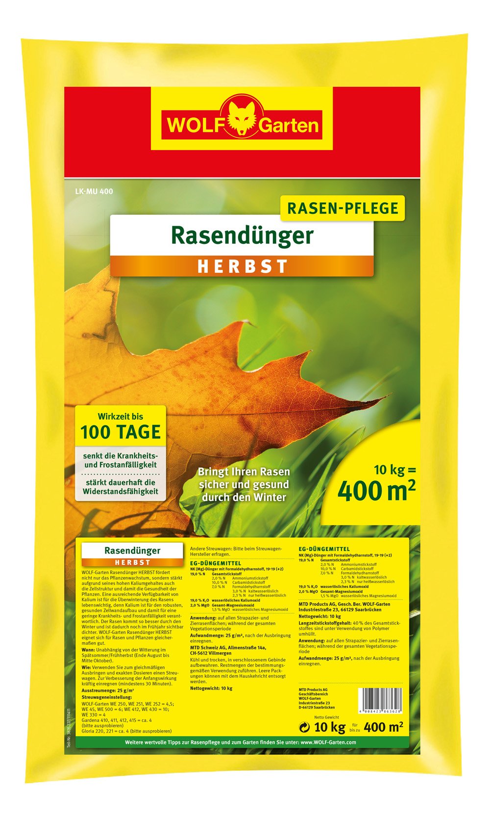 WOLF-Garten - Rasen-Herbst-Dünger LK-MU 400; 3835040, Gelb