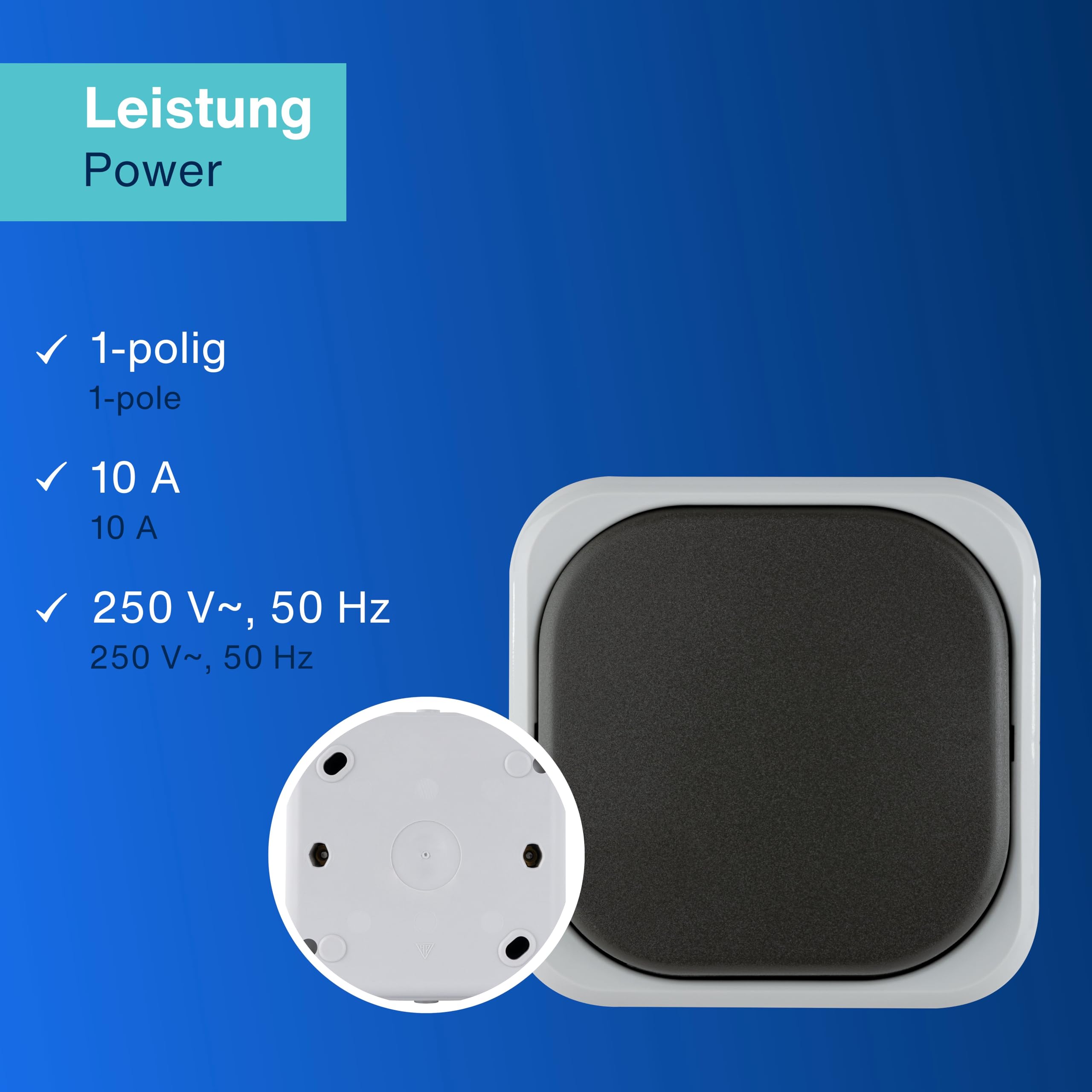 REV Ritter AquaTop Combinazione Presa E Interruttore IP44 Grigio – Per Ambienti Umidi, Cantina, Garage E Officina
