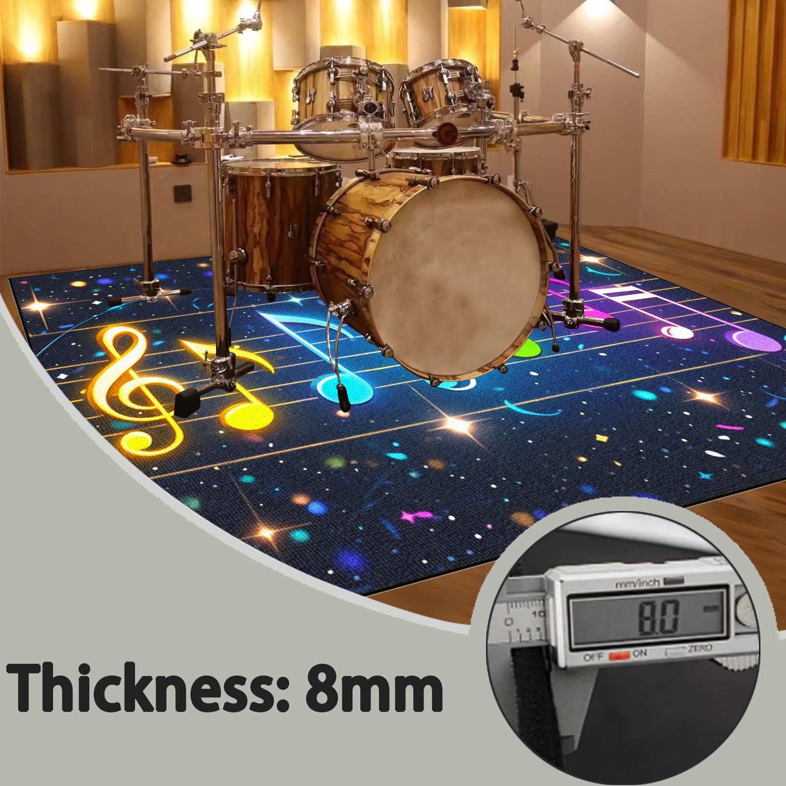 Dywan perkusyjny, 160 x 120 cm, dywan perkusyjny, izolacja akustyczna, profesjonalny elektroniczny zestaw do perkusji jazzowej, perkusji basowej, werbla, perkusji i innych instrumentów