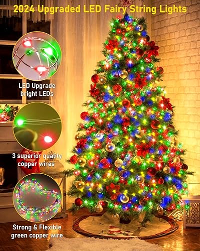 Miniatura 5 de KNONEW Guirnalda de luces de Navidad para exteriores de 400 pies, 1200 luces LED para exteriores, impermeable, 8 modos, tiempos de memoria,