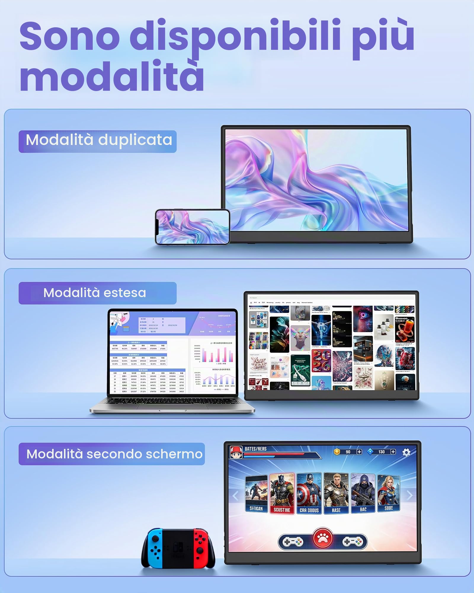 15,6 "Portatile Monitore Senza fili WiFi 1080P (2026) IPS | Estensione Dello Schermo Laptop Supporta AirPlay/ Miracast ,HDMI,USB C per PC/Cellulare /PS3/4 Wireless Portatile Monito