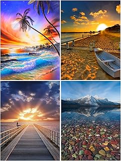 BOZHZO 4 Pezzi DIY 5D Diamond Painting, Diamond Ricamo Artigianale Soggiorno Camera da Letto da Parete a Punto Croce Casa Decorazioni Regalo Pittura Diamante Kit（30x40cm）