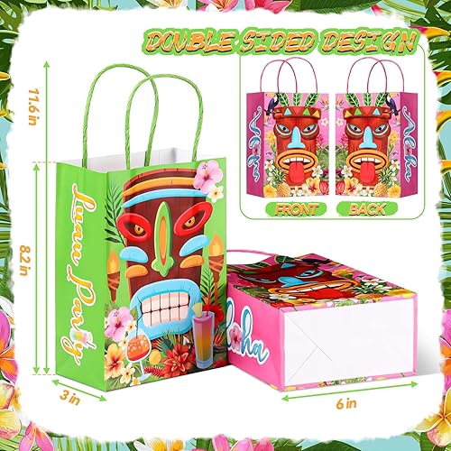 Miniatura 3 de 24 bolsas de regalo para fiesta Luau, bolsas de papel Aloha hawaianas, bolsas de regalo para fiesta Tiki, bolsas de regalo tropicales con asas,