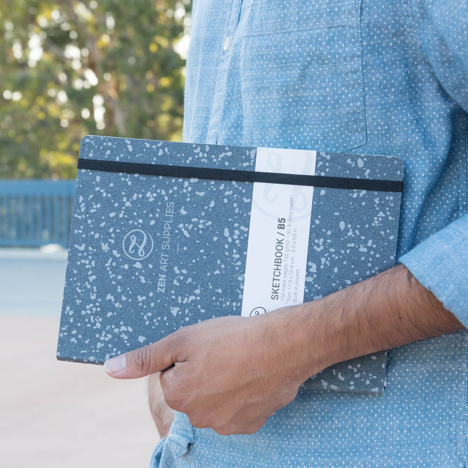 Image secondaire de ZenART Carnet de Croquis en Cuir pour Artistes - 160 Pages de Papier Ivoire 120g Sans Acide - Carnet B5 17,6 x 25 cm Reliure à P