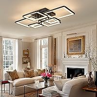 Vista 3 de Lámpara de Techo LED Moderna Negra, Accesorios de Iluminación de Cocina para Techo, para Dormitorio 31.5" Regulable, Lámpara de Techo Cuadrada de 6