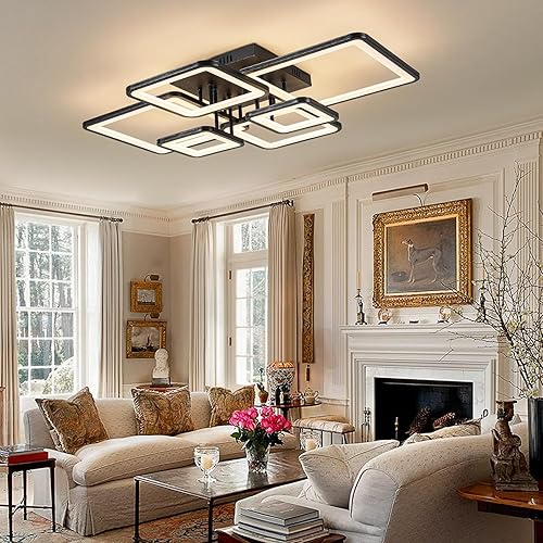 Miniatura 3 de Shine LUEST Lámpara de Techo LED Moderna Negra, Accesorios de Iluminación de Cocina para Techo, para Dormitorio 31.5" Regulable, Lámpara de Techo