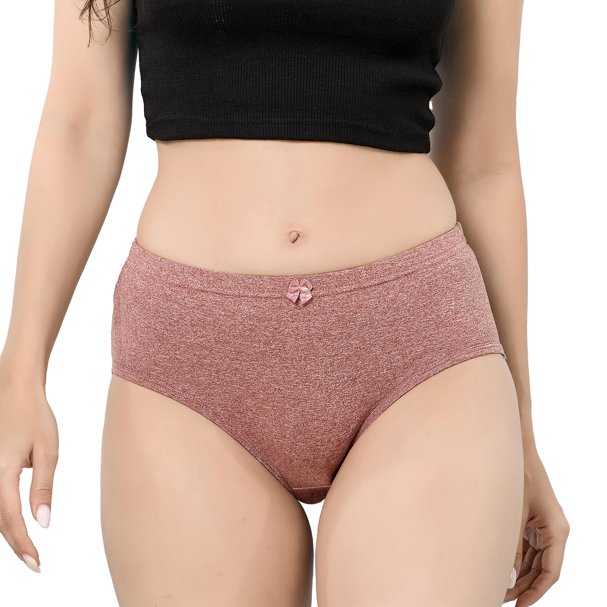 Riza Eversoft Milange Women's Full Hip Coverage Peach Finish Fabric High Waist Covered Elastic Panty (Pack of-3 Assorted Milange Colors May Vary)-image-17