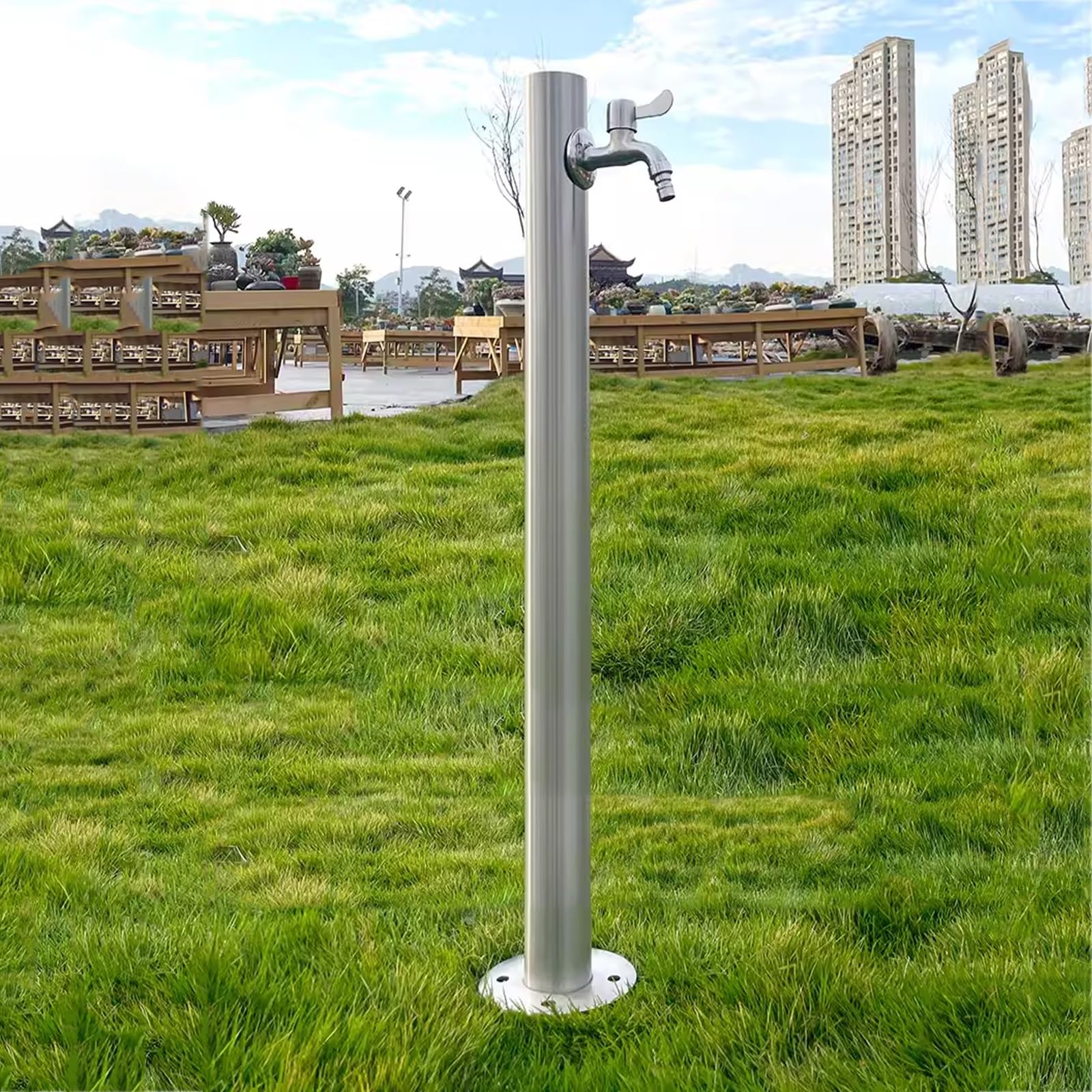 BHGFYXBS Stainless Steel Outdoor Garden Water Column, Freestanding Garden Water Column With Faucet, Side Water Inlet