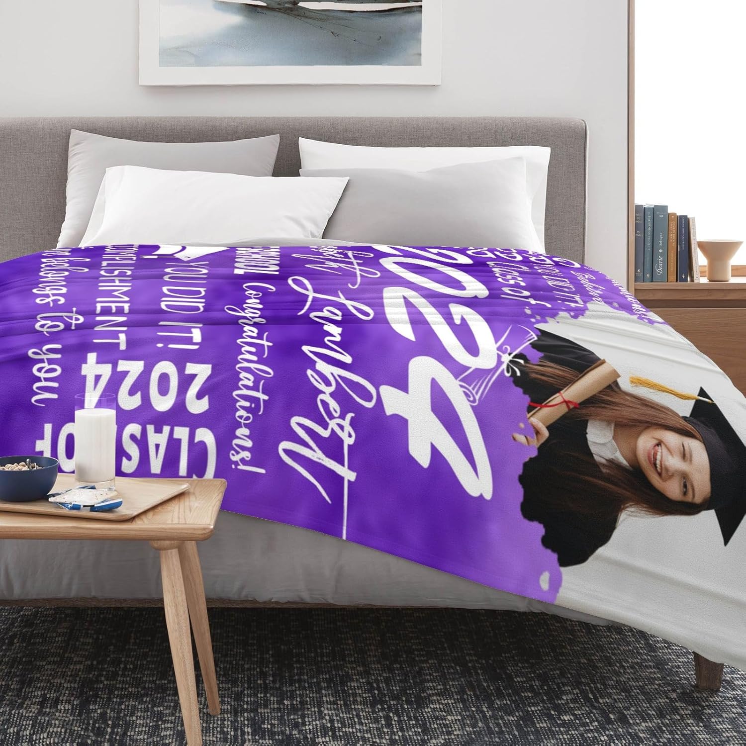 Personalized 2025 Graduation Blanket Custom Graduation Throw Blanket Customized Class of 2025 Graduation Blankets for Best Friends Boy Girl Granddaughter Grandson