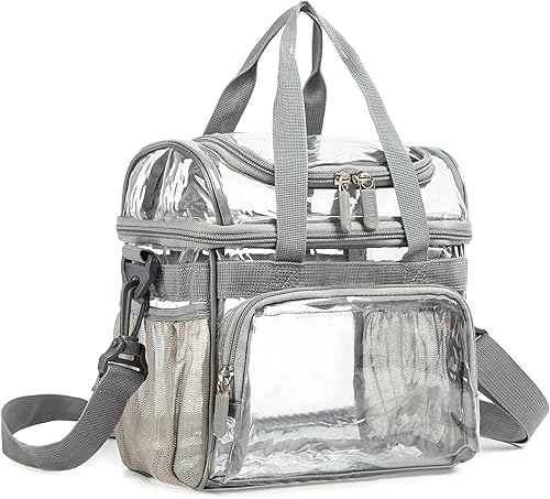 Miniatura 10 de TXSN Bolsa grande transparente para el almuerzo, resistente, aprobada para el estadio, caja cruzada duradera y cosmética para hombres y mujeres para