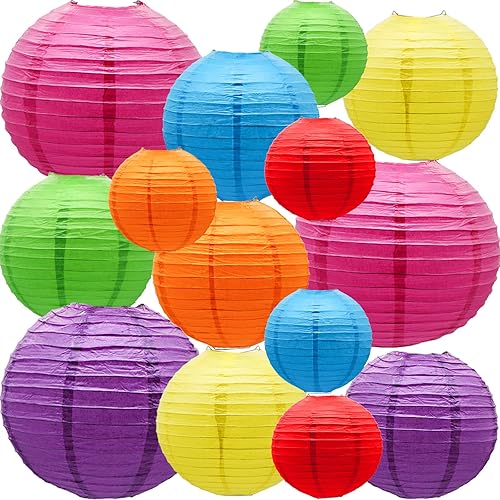 Faroles redondos de papel chinos, decorativos, 14 unidades, boda, cumpleaños, fiesta, día de San Valentín, baby showers, decoración multicolor, 14