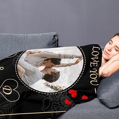 Miniatura 4 de Manta personalizada con fotos de texto, regalos personalizados para parejas, manta con imagen personalizada "I Love You", regalos para esposa,
