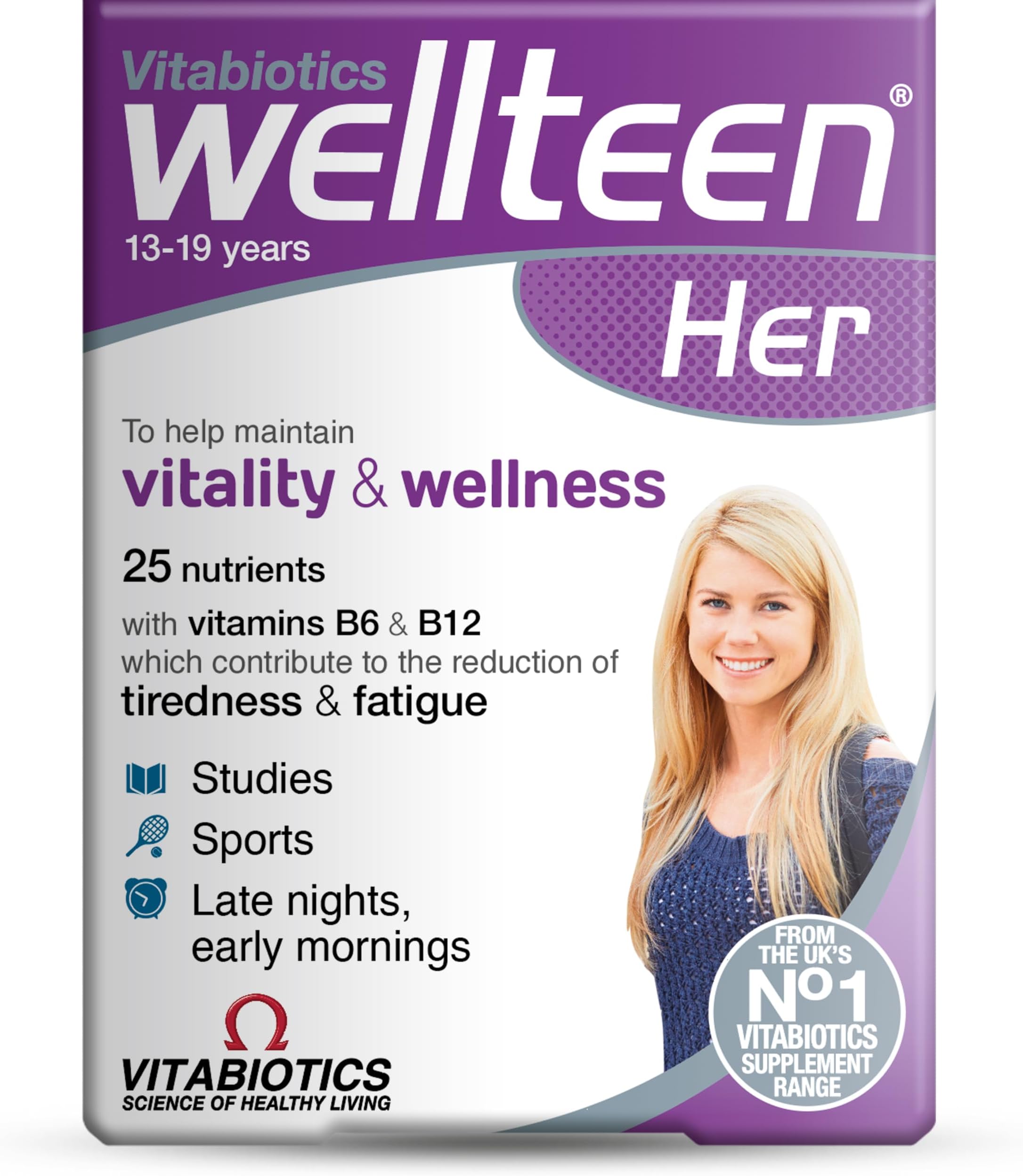 Wellteen Her 30 Tablets | 13 - 19 Years | Advanced Nutritional Support for Teenagers and Young Women | Female Health - Tiredness & Fatigue - Cognitive Function - Vitality & Wellness