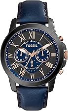 [54% off] Fossil Men's Grant Quartz Stainless Steel and Leather Chronograph Watch