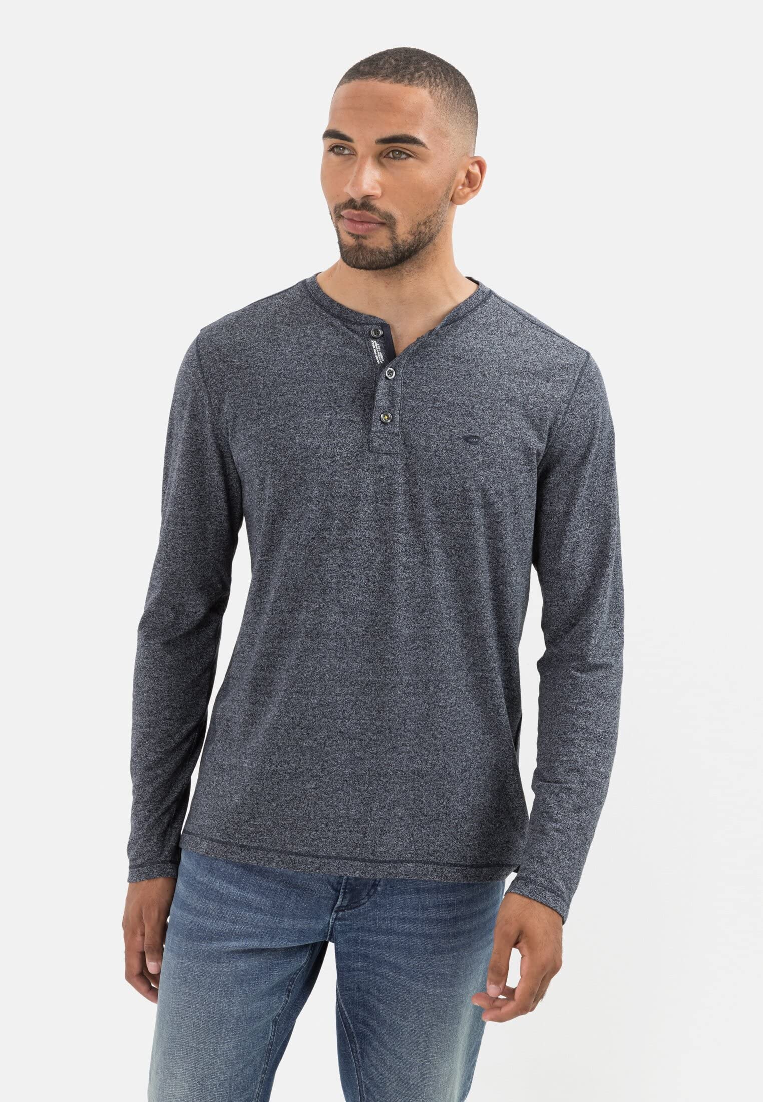 camel active Herren Henleyshirt im Regular Fit | Longsleeve Langarmshirt aus nachhaltiger Baumwolle perfekt für Alltag und Freizeit