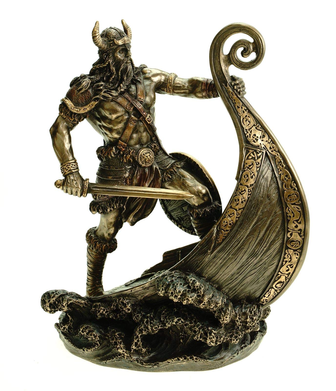 Veronese By Joh. Vogler Gmbh Multicolored Veronese 708-7655 Viking Dragon Boat Bow Figurine 24 Cm