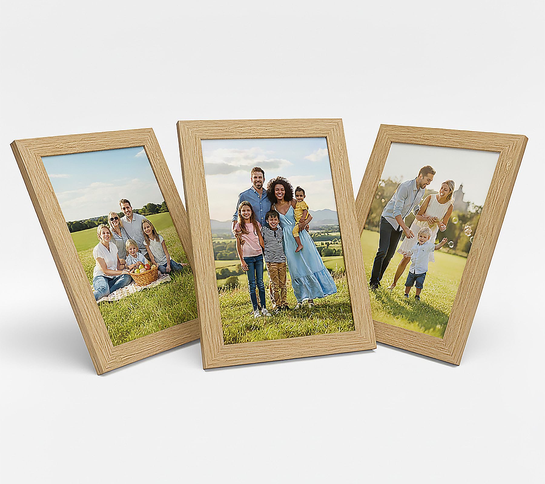 WANSHA HOME A3 Oak (Pack 3) Picture Frames (42 x 29.7 cm) Flat Poster Frame - Clear Acrylic Poster Display with MDF Wooden - Portrait/Panoramic - Wall Mount Hooks — image 1
