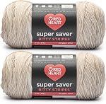 Red Heart Super Saver Bitty Stripes Mermaid Yarn - 2 Pack of 10oz/283g - 100% Acrylic - #4 Worsted (Medium) - 515 Yards - Knitting/Crochet
