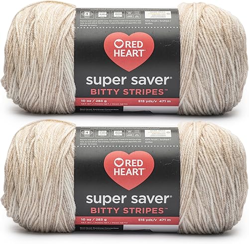 Miniatura 12 de Red Heart Super Saver Bitty Stripes - Hilo de algas marinas, paquete de 2 unidades de 100 % acrílico, 100% acrílico, peinado #4 (mediano), 515 Algas