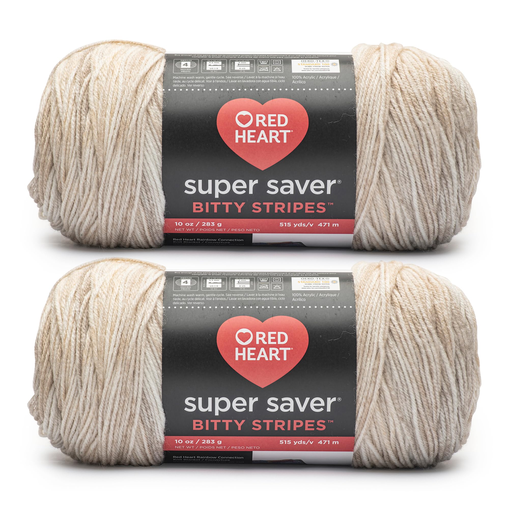 Amazon.com: Red Heart Super Saver Bitty Stripes Moonbeam Yarn - 2