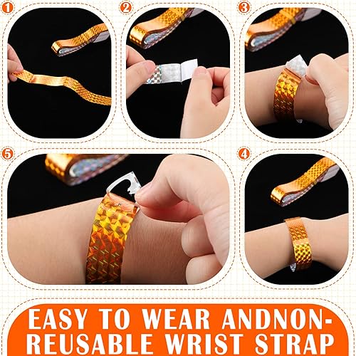 Vista 34 de Epakh 600 pulseras de papel de neón, impermeables, para eventos, ligeras, para conciertos, pulseras adhesivas de color neón para fiestas