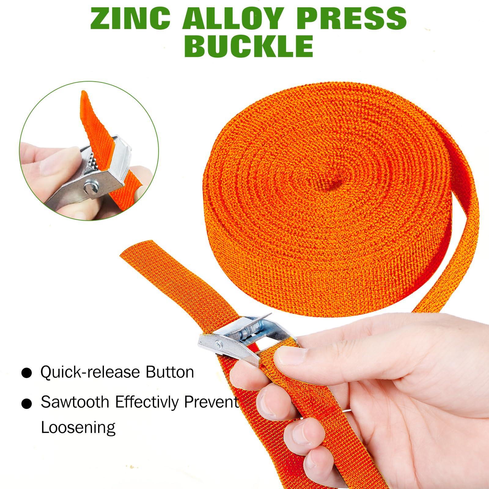 Zorplex 4 Sztuki Pasy mocujące z grzechotką, 6m x 2.5 cm, Pasów mocujących, Regulowane paski mocujące z zamkiem zaciskowym do Samochodu, Roweru, Motocykla, Tadunku, Bagażu, Czarny (4, 600 * 2.5cm)