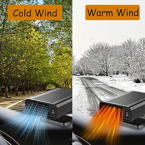 Miniatura 3 de Calentador de coche de 12 V 150 W para vehículo, calentador portátil con calefacción y refrigeración 2 en 1, descongelador de parabrisas giratorio