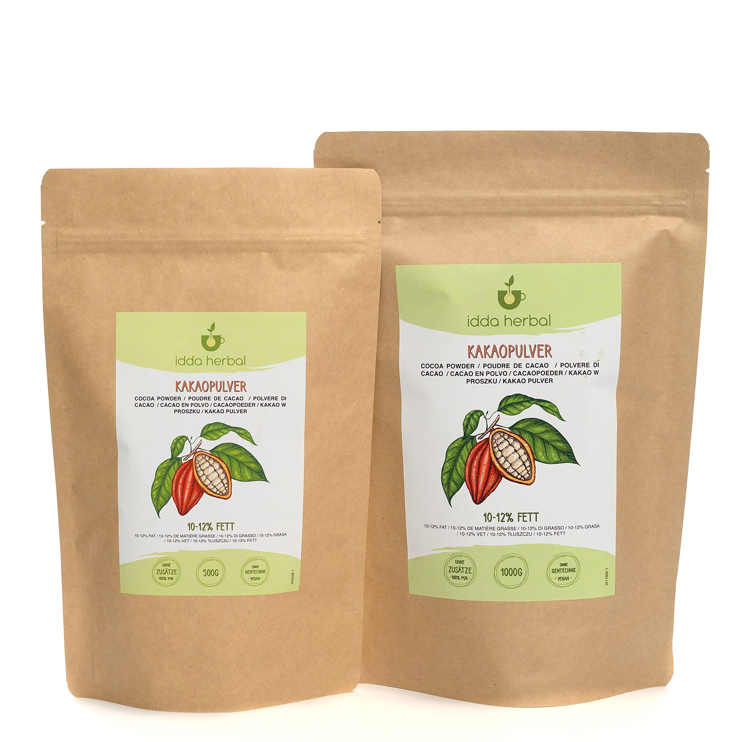 Cacao en Polvo 1kg sin Azúcar 10-12% Manteca de Cacao 100% Natural Vegano