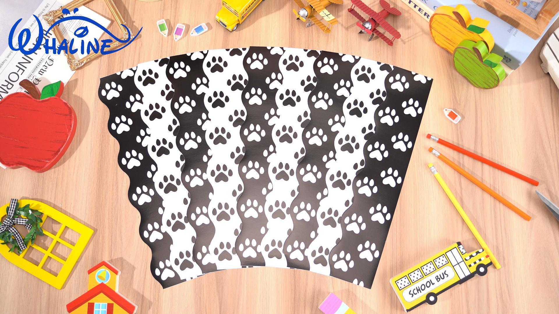 Classroom Decoration Borders Whaline 69ft Dog Paw Bulletin Board Border -  Black \u0026 White Animal Print Trim Decor Black And White Bulletin Board Border, image size:1920x1080