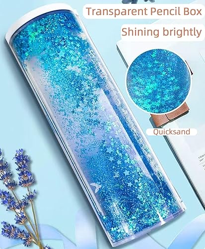 Miniatura 2 de NBX NewmeBox Estuche multifuncional con arenas movedizas, calculadora, espejo, bolsa transparente para bolígrafos, lindo organizador de escritorio,