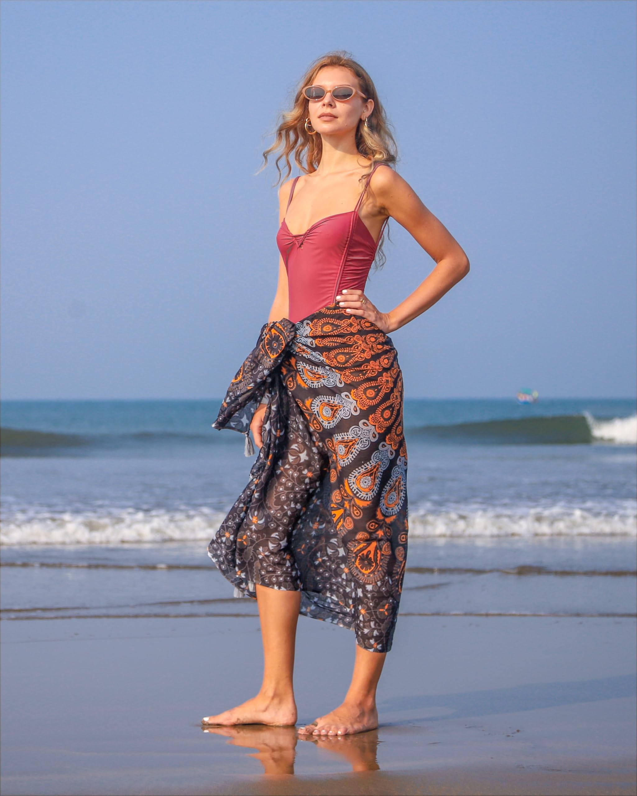 Boho Chic Pareo - Mandala Pareo - Bikini Swimsuit Cover Up - Beach Dress - Wrap: Black Mamba