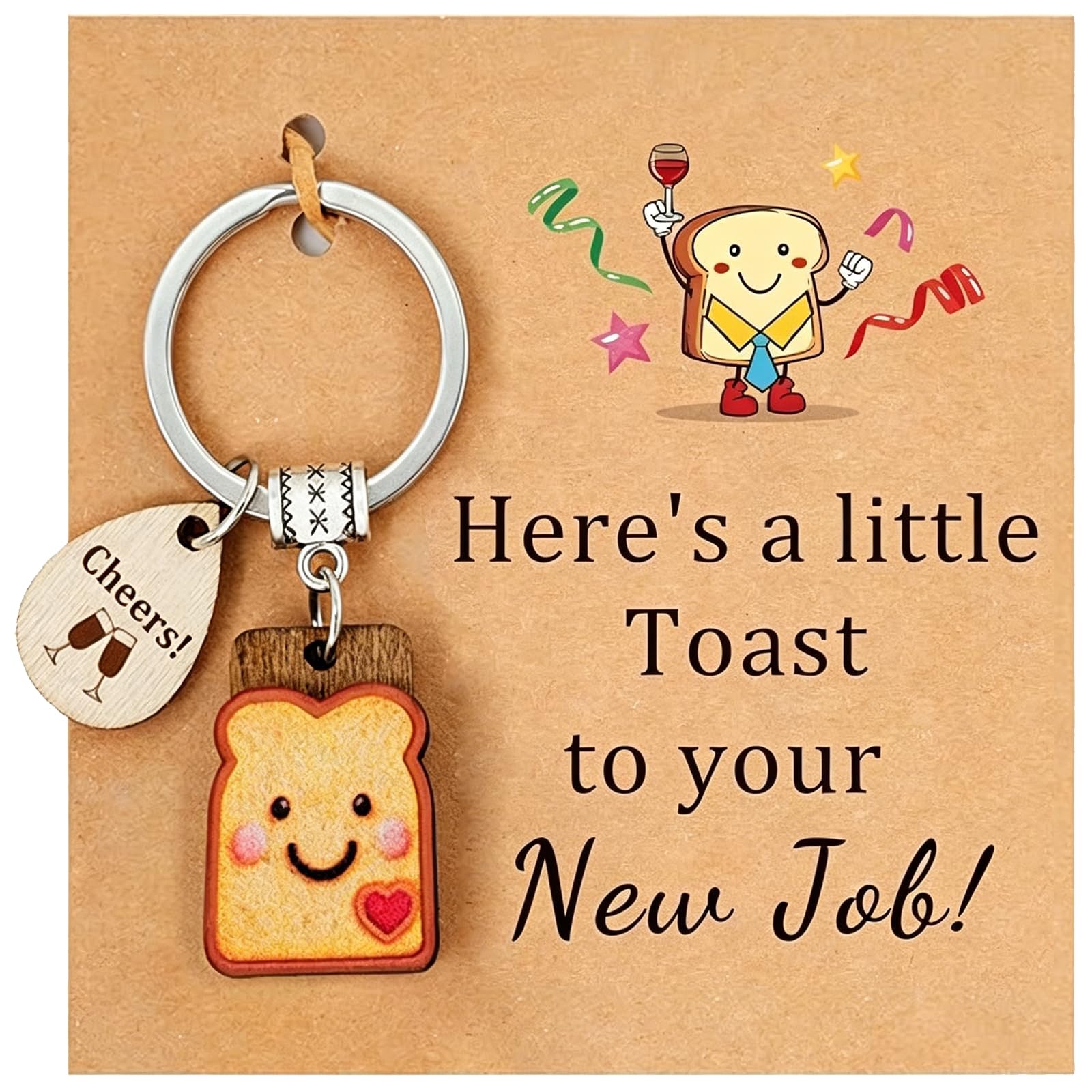 HongNuoEn New Job Gifts for Women, Leaving Gifts for Colleagues Women Cute Toast Keychain Congratulations Gift for Coworker Leaving New-Beginnings Friends & Colleagues(New Job)