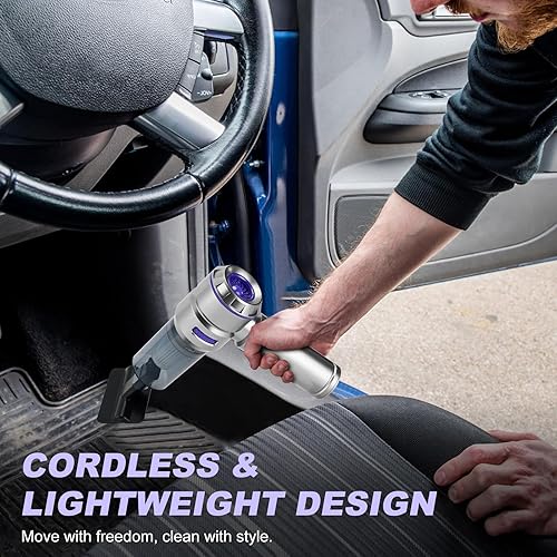 Miniatura 8 de Aspiradora portátil inalámbrica para automóvil, 18000 PA de alta potencia con motor sin escobillas, plumero de aire 4 en 1, soplador, bomba y mini