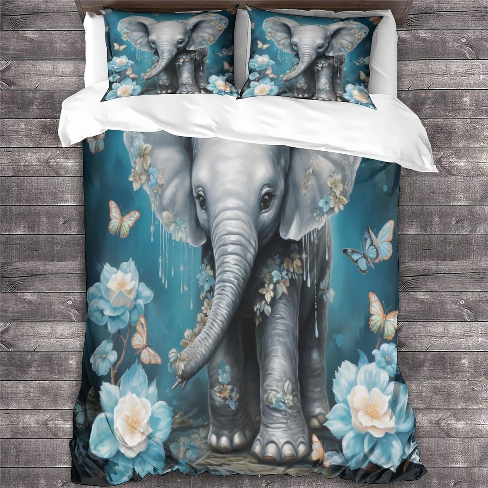 Bettwäsche-Set mit Tiermotiv, 3D-Druck, Bettbezug-Set mit Kissenbezug, Heimtextilien, King-Size-Bett (220 x 240 cm)