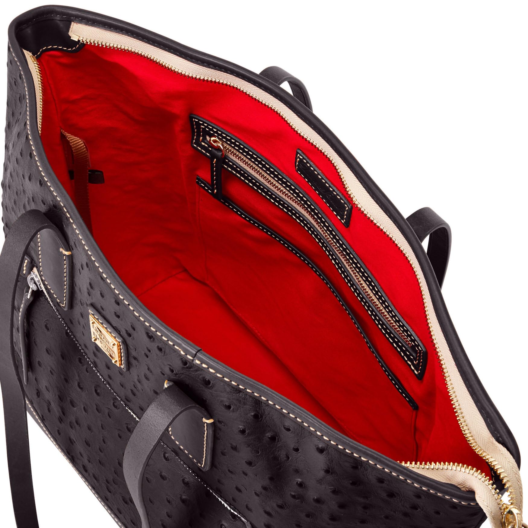 Dooney & Bourke Tote Bags for Women, Large Ostrich Leather Tote Bag with Zipper Pockets & Long Shoulder Strap
