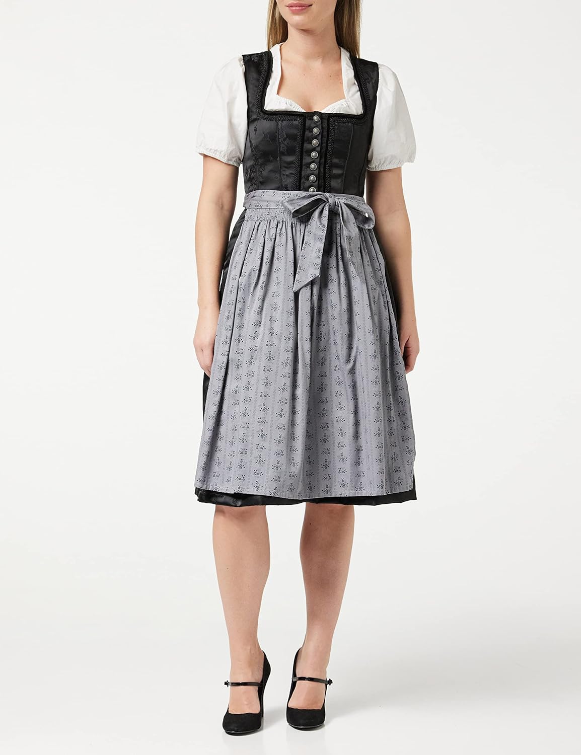 Robe Dirndl Odette Noire Pour Femme - Style Traditionnel Sans Tablier, Occasion Spéciale