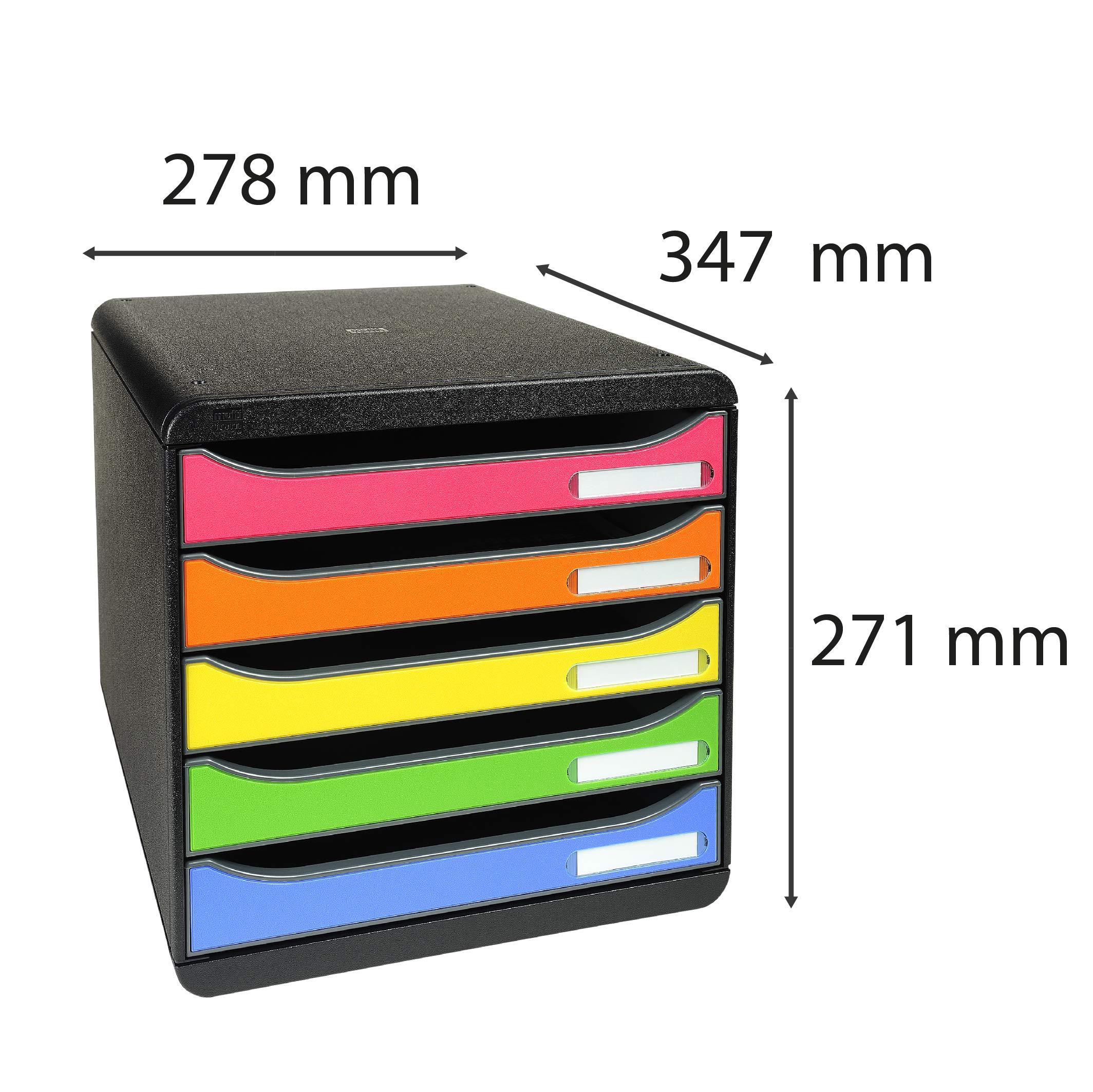 Exacompta 309798D Premium organizer Premium Big Box Iderama 5 szuflad o dużej pojemności pojemnik na dokumenty A4+ dla większej ilości miejsca na biurku szafka czarna| jabłkowa zieleń