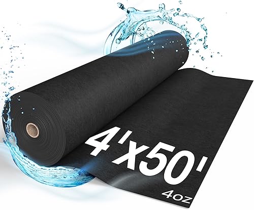 Miniatura 10 de Tela de barrera de malezas, membrana de cubierta de suelo de 6 x 100 pies, tapete de cama elevado tejido duradero de 3 onzas, mantillo negro,